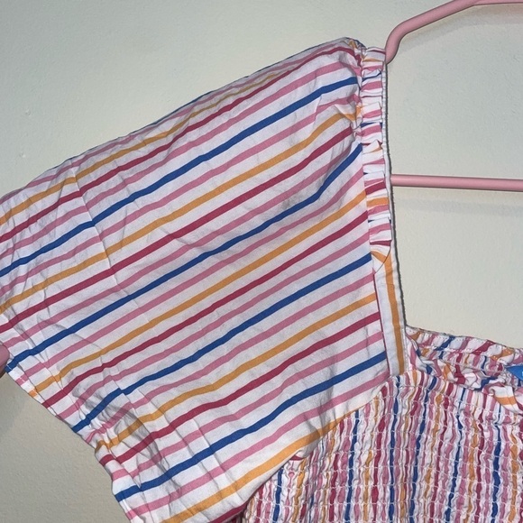 Draper James Deana Smocked Midi Dress in Multi Stripe Size Medium - Picture 6 of 13